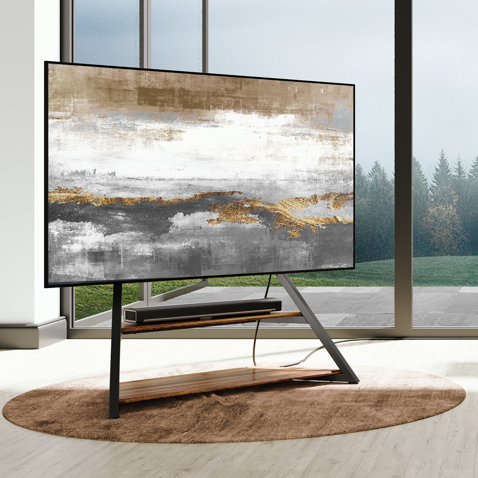 Trent Austin Design Oliveira Floor TV Stand for 75 100 Inch for TVs up to 187 lbs Wayfair